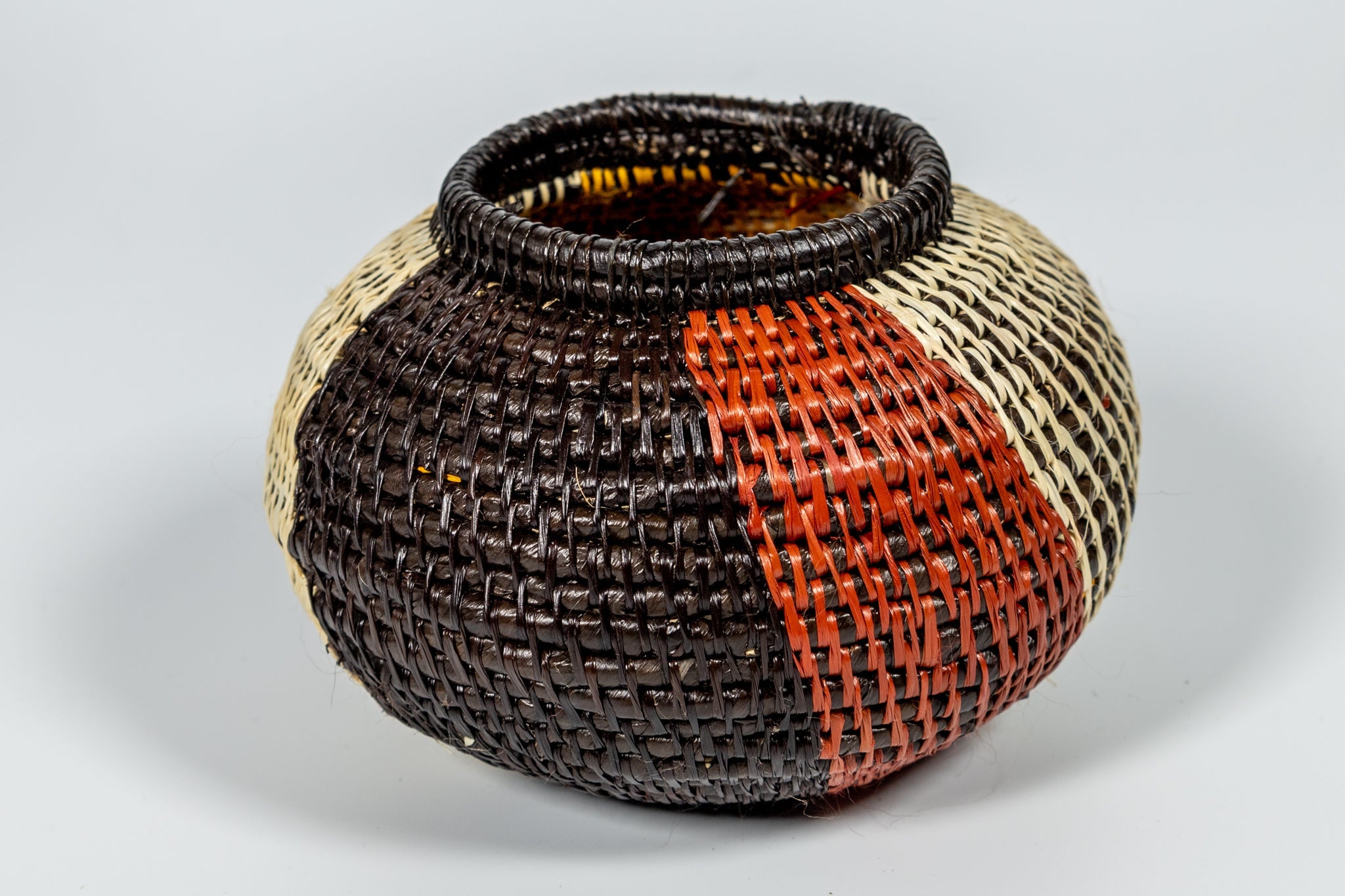 Brown Black White And Gold Classic Woven Basket