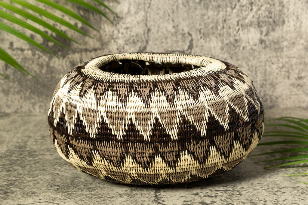 Gray Forest Melody Woven Basket With Top