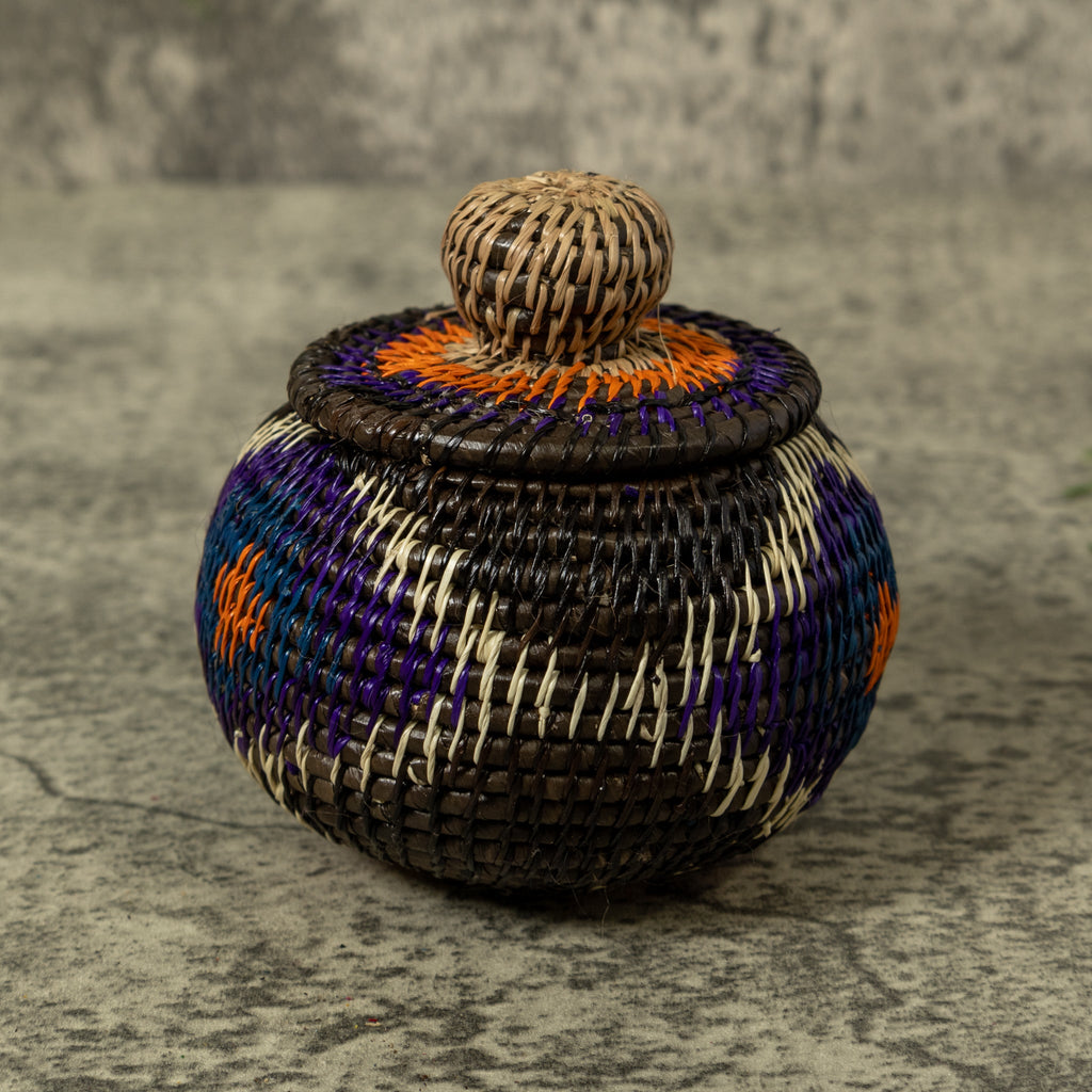 Purple White And Orange Rainforest Basket With Top