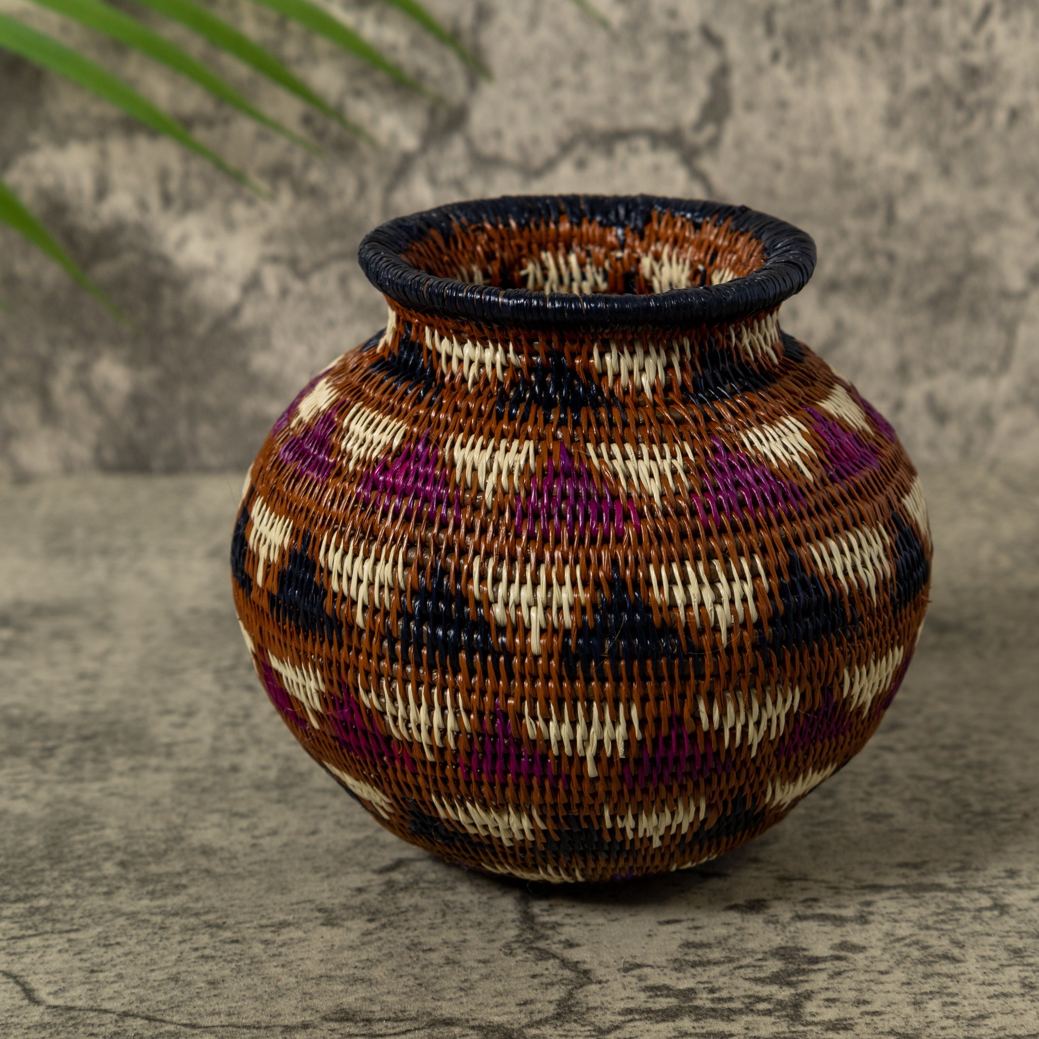 Black Brown And White Feathered Design Rainforest Basket