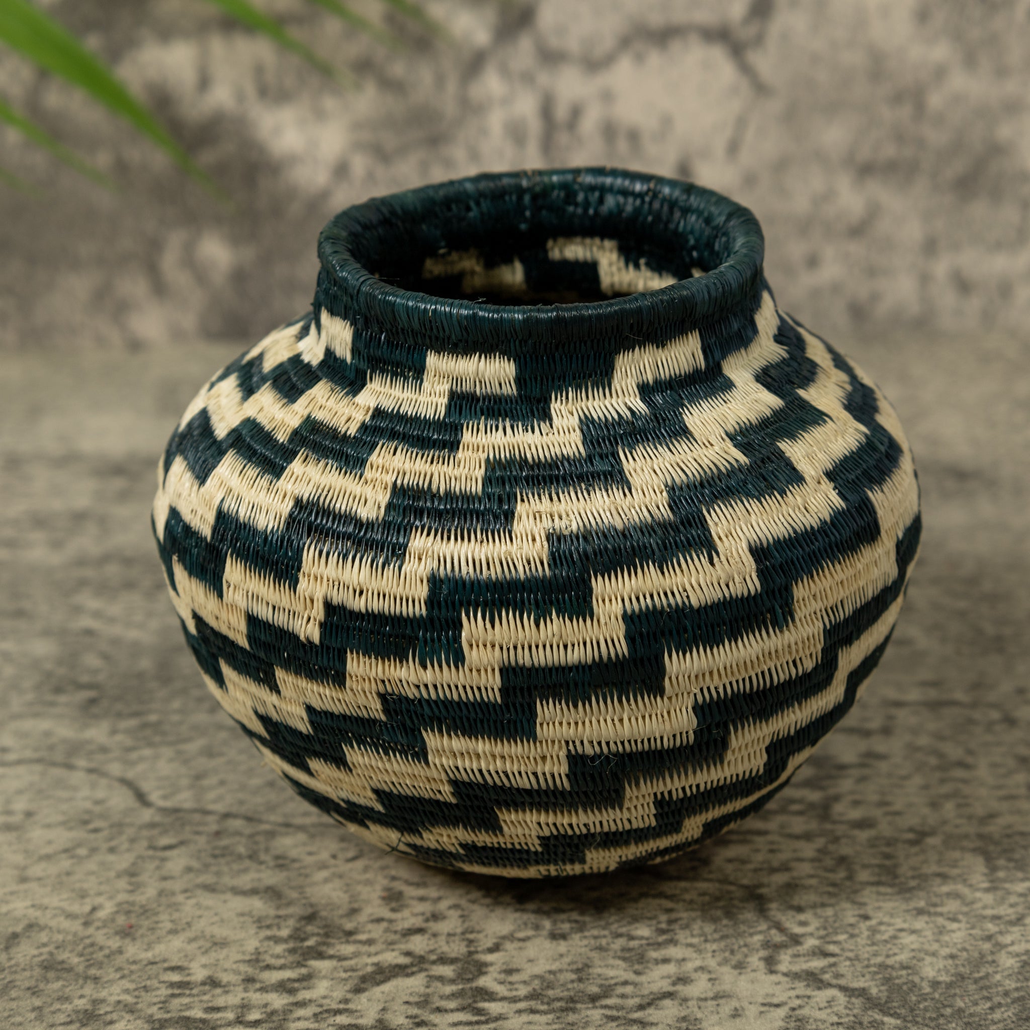 Deep Blue And White Star Step Spiral Rainforest Basket
