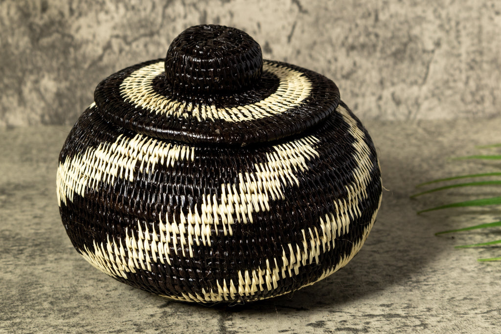 Night Swirl Woven Basket With Top