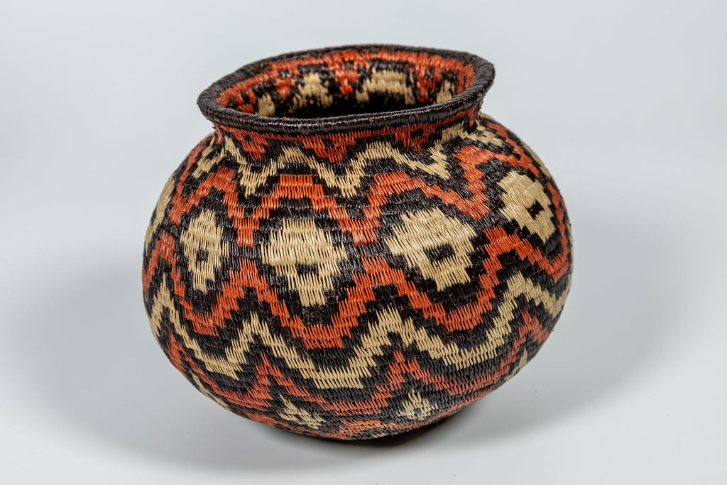 Orange Black And White Angry Waves Woven Basket
