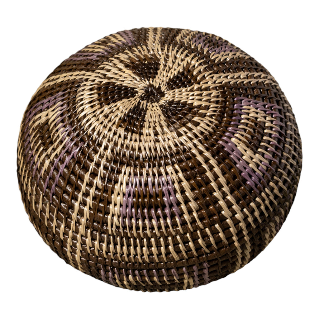 Brown And White Classic Woven Basket With Top