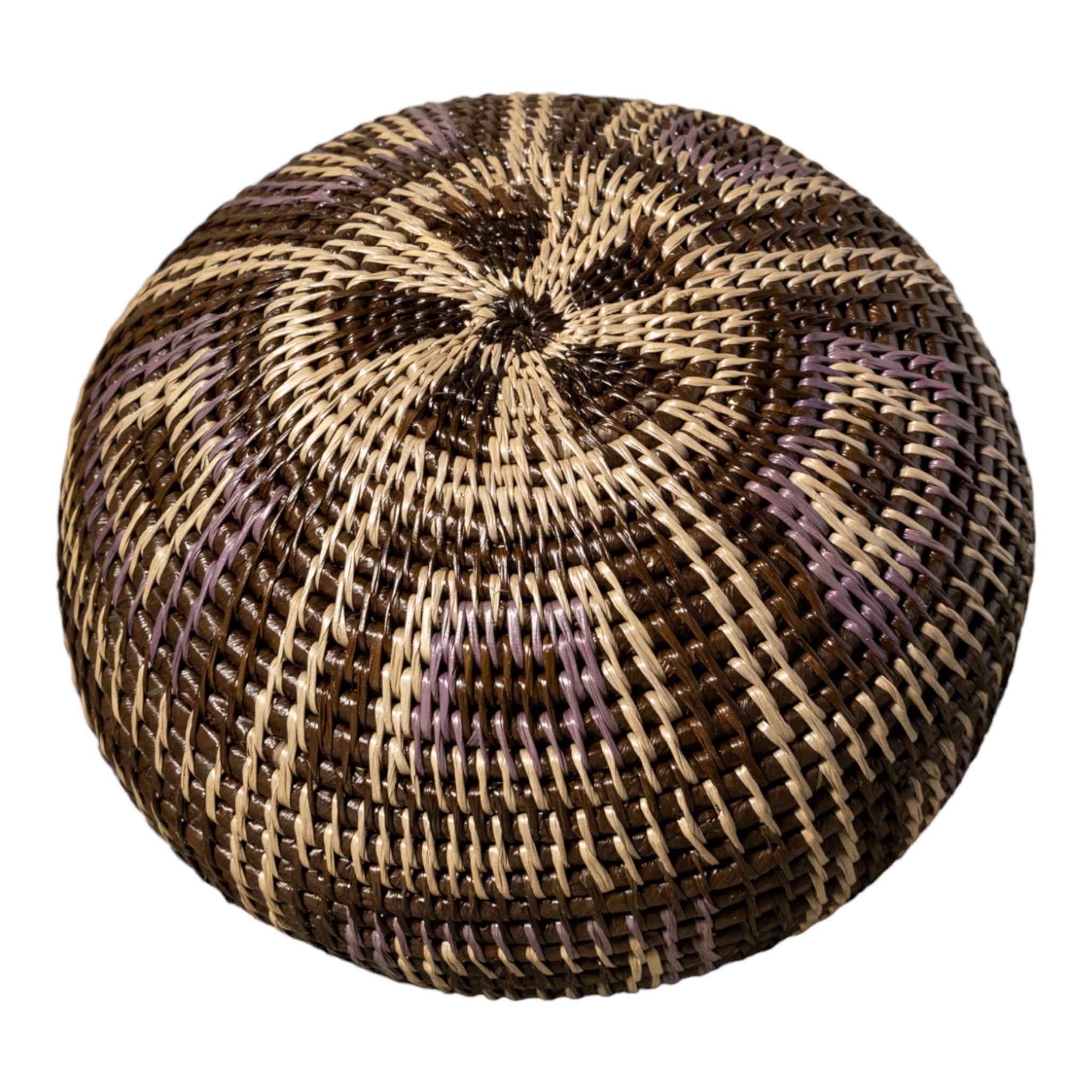 Brown And White Classic Woven Basket With Top