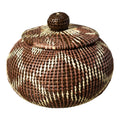 Brown Fish Net Woven Basket With Top