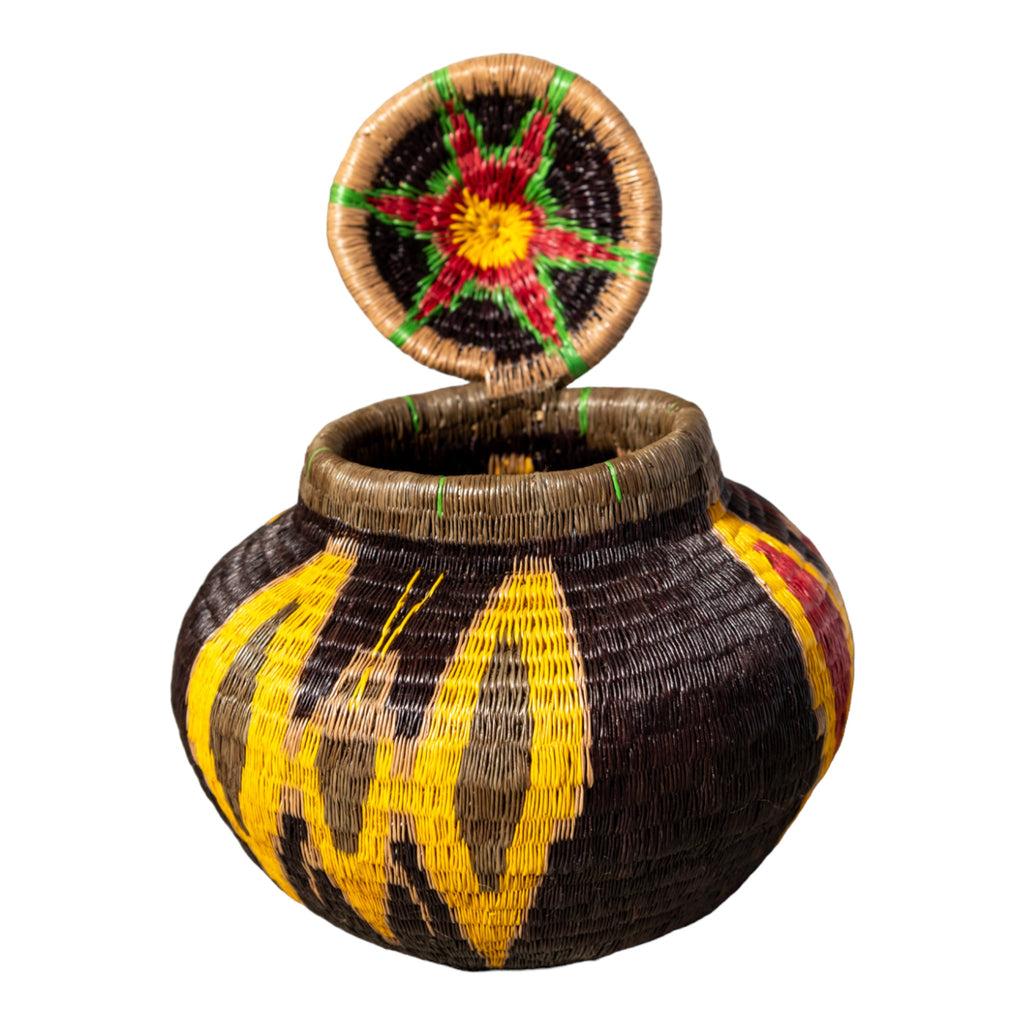 Super Black Gold Green Butterfly Woven Basket With Top