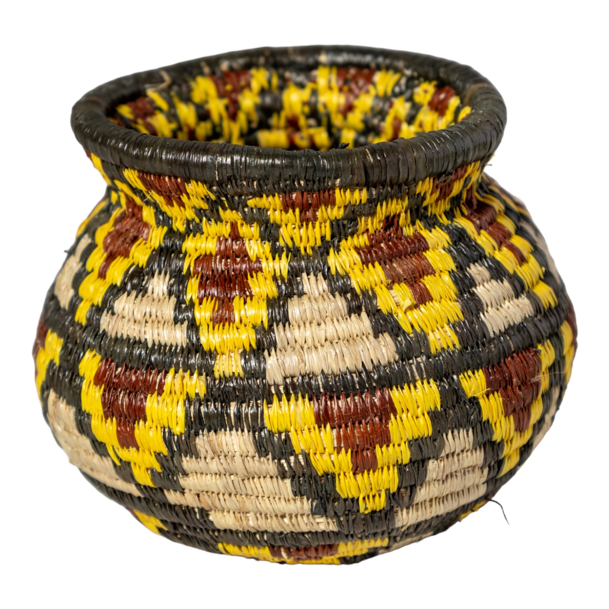 Small Red Black And Gray Diamond Woven Rainforest Basket