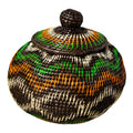 Coral Star Waves Woven Basket With Top