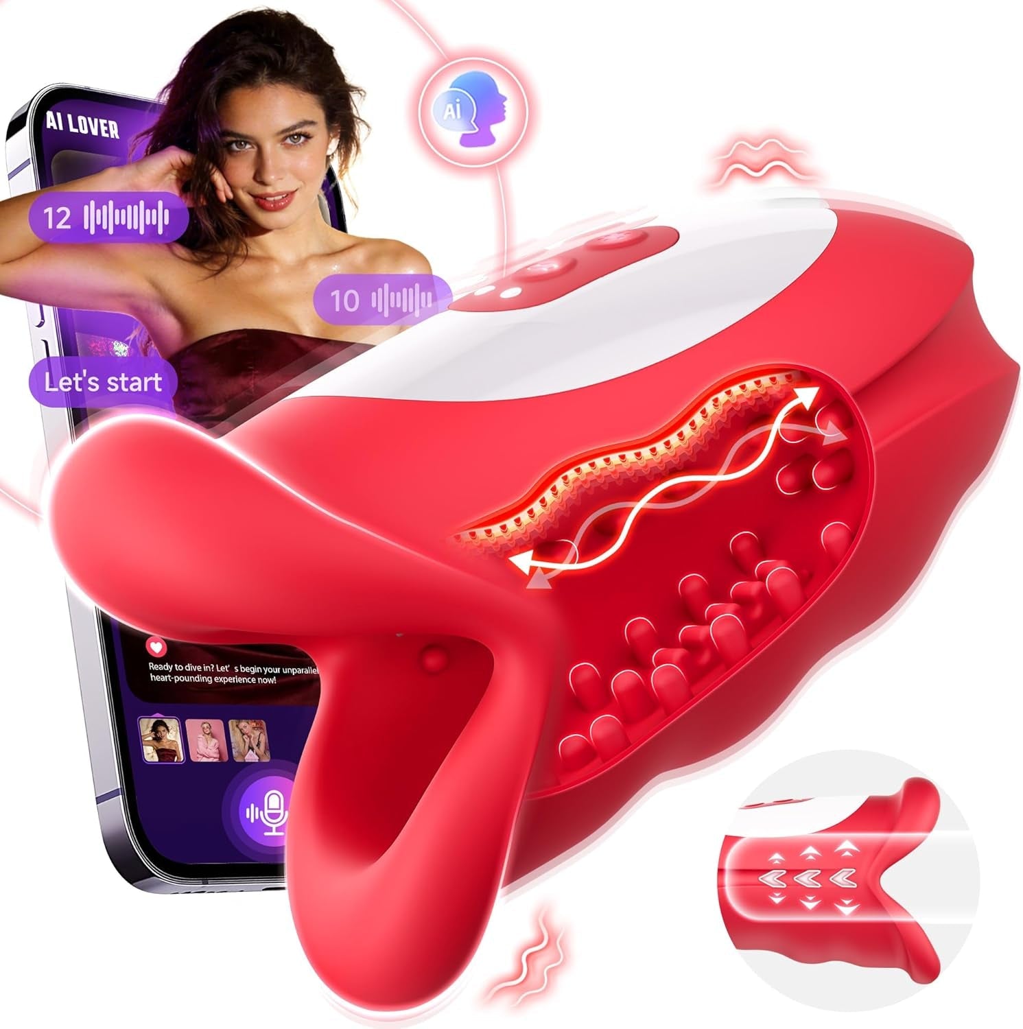 WaveLynx AI Vibrating Male Masturbator 3 Motor 10 Modes