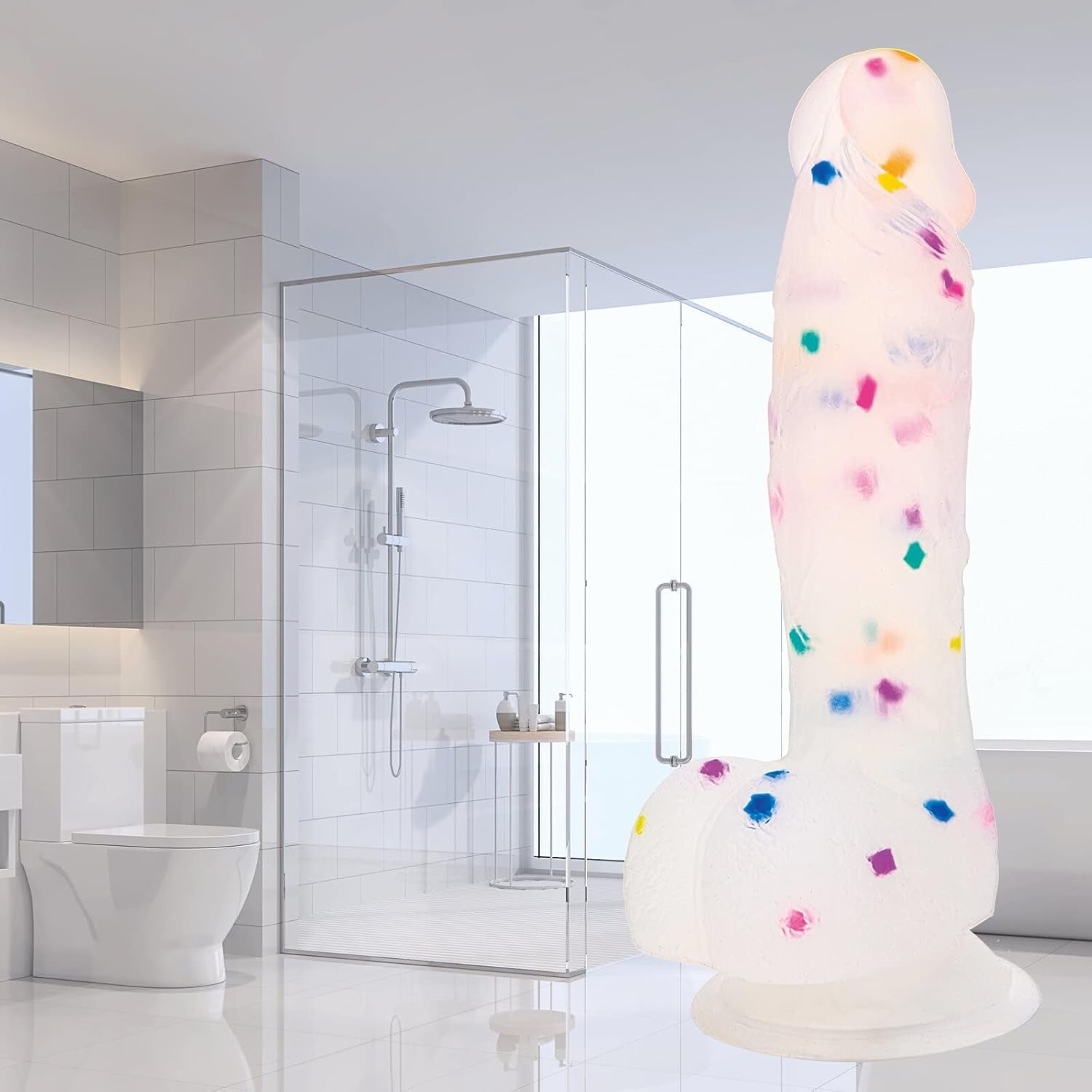 CrystalTone 7.6” Confetti Silicone Dildo Suction Cup Beginner