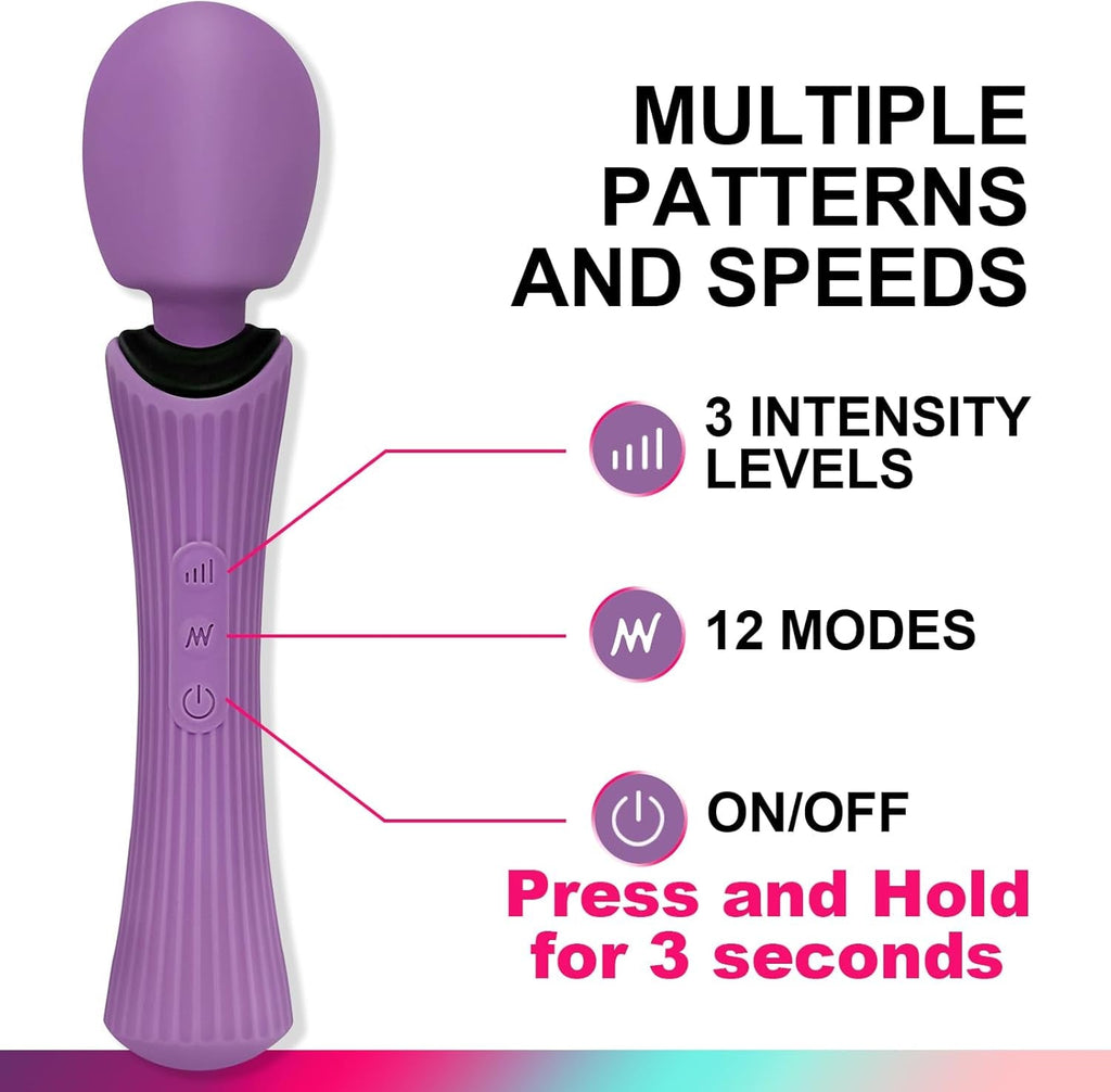 VeloraPulse Rechargeable Wand Vibrator 12 Modes Waterproof