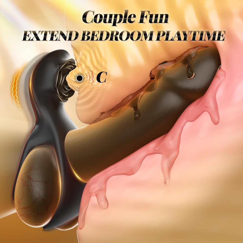 NoirBloom Rose Cock Ring Clit Stimulator Remote 7 Modes