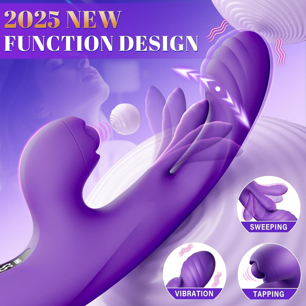 TrevixaSweep Tapping Rabbit Vibrator 3-in-1 G-Spot 10 Modes LCD