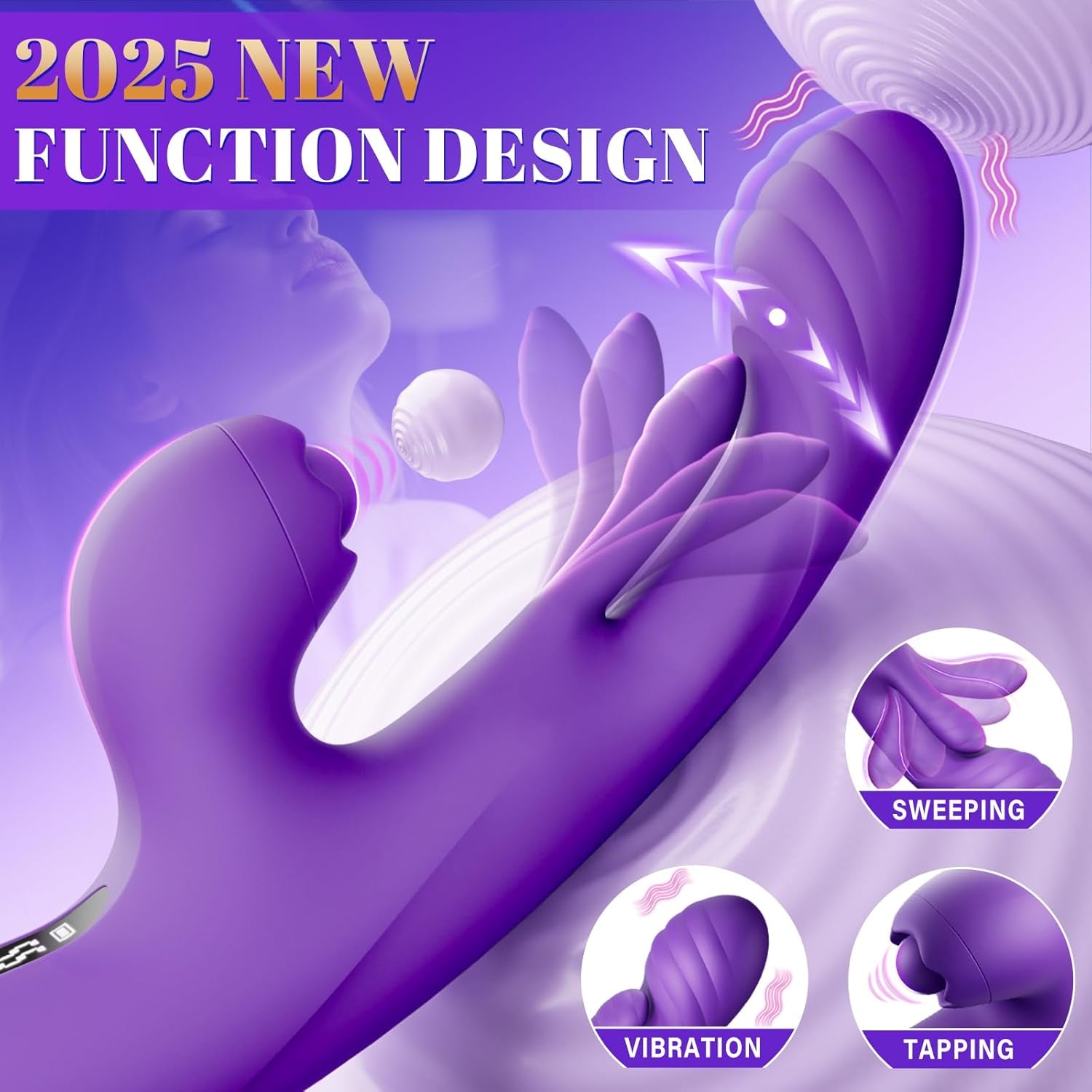 TrevixaSweep Tapping Rabbit Vibrator 3-in-1 G-Spot 10 Modes LCD