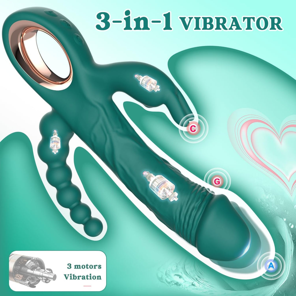 TriAxis Triple Motor Thrusting Rabbit Vibrator 10 Modes USB