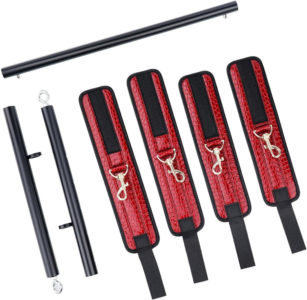 CrimsonCroc Red Crocodile Spreader Bar with Cuffs