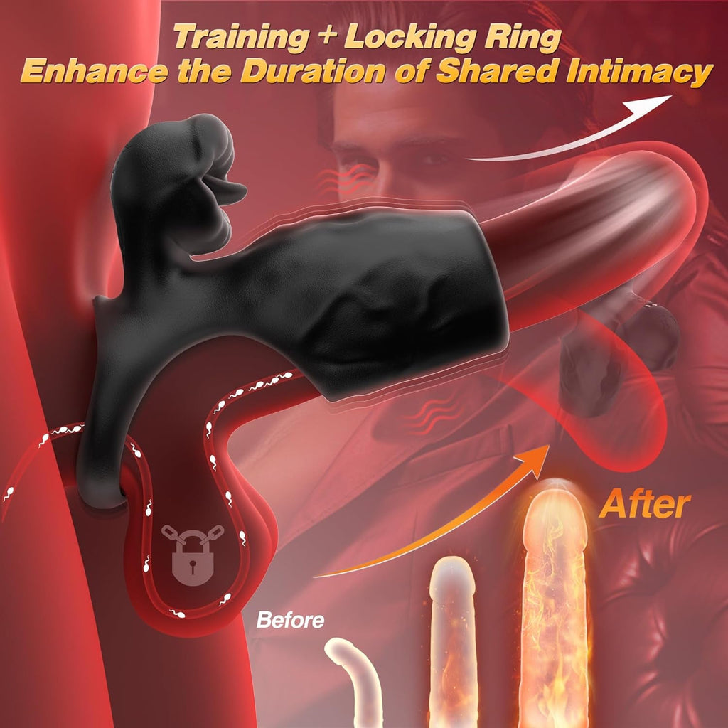 TongueShock Vibrating Cock Sleeve with Clit Stimulator