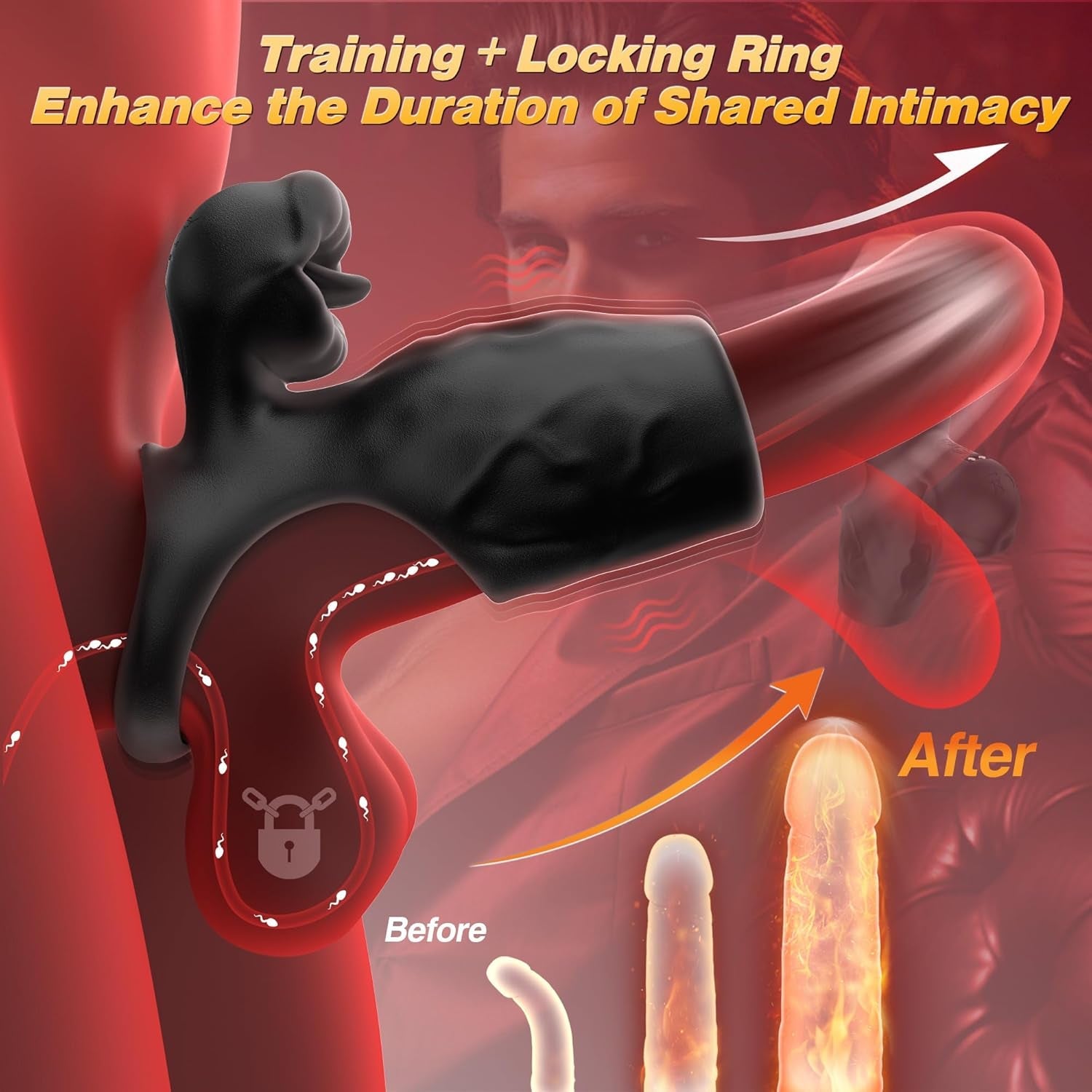 TongueShock Vibrating Cock Sleeve with Clit Stimulator
