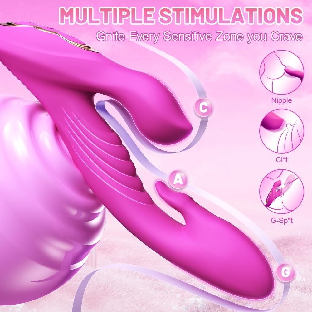 LickThrust Tongue Rabbit Vibrator Flapping 10 Modes Waterproof