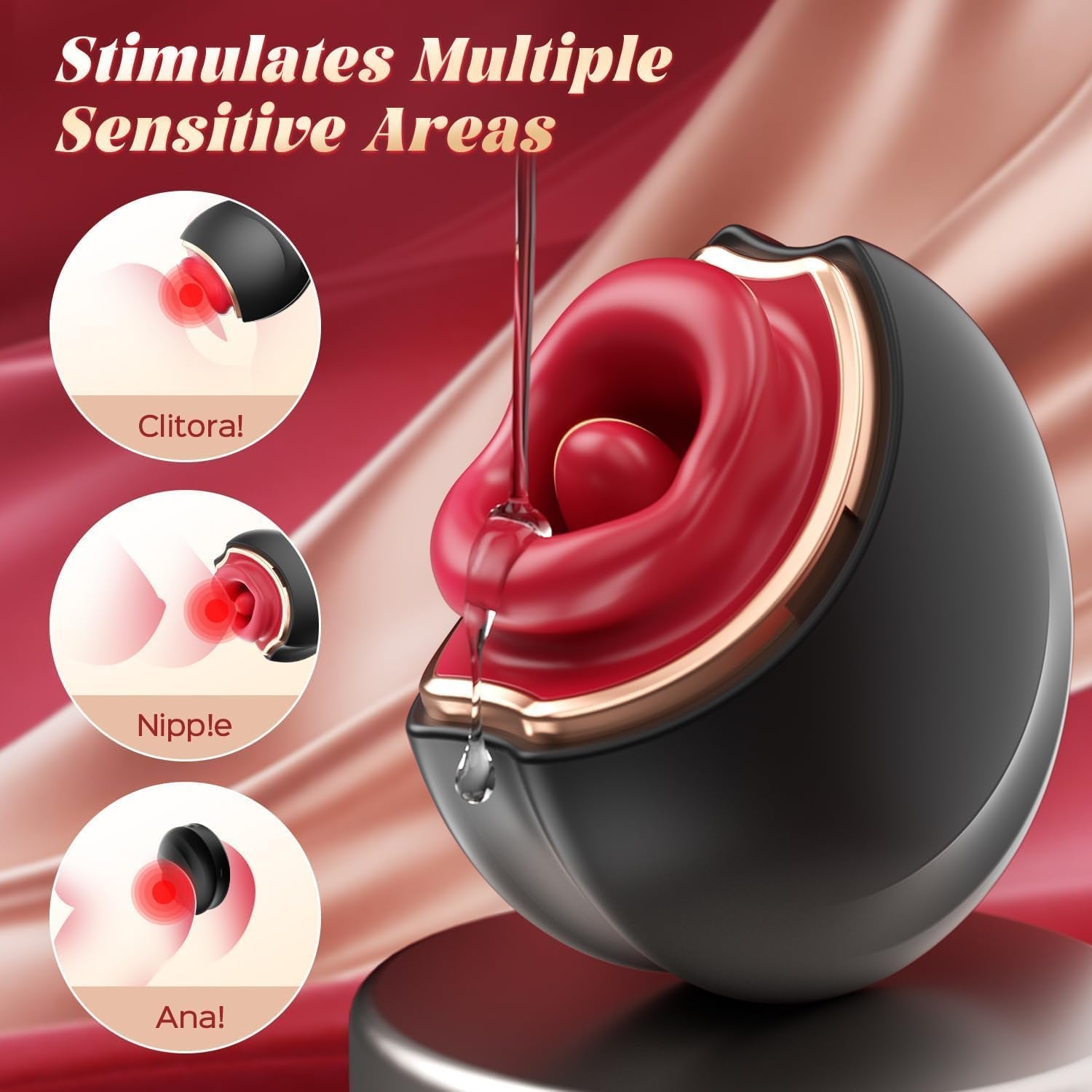 ElyraLuxe Rose Tongue Vibrator 3-in-1 10 Modes Clit Toy