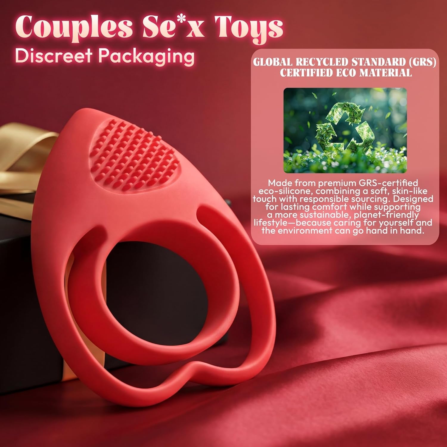 HeartSync Cock Ring Clit Stimulator 9 Modes Silicone