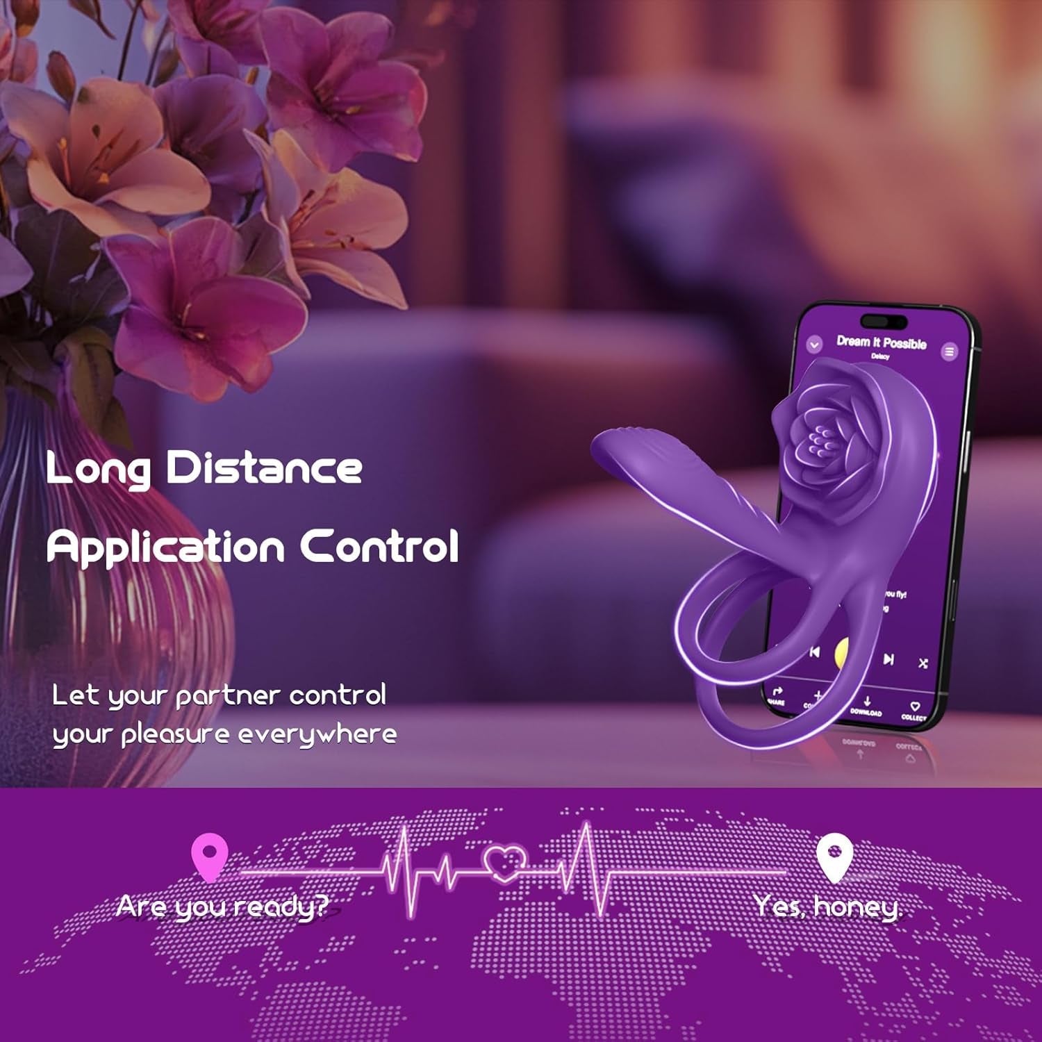 VioletPetal Rose Cock Ring Girth Sleeve Clit Vibrator 9 Modes