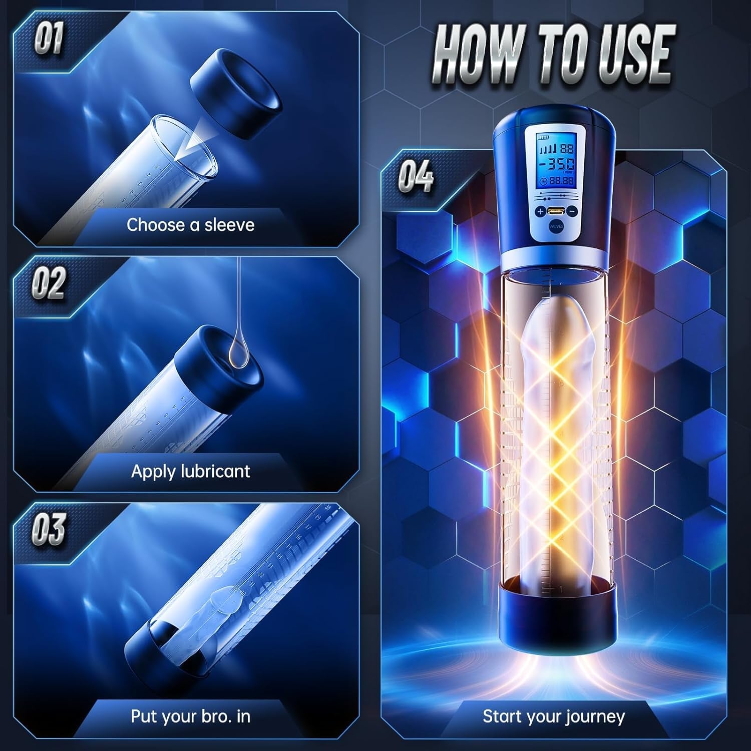 EnduroVac Electric Penis Pump with LED & Rings