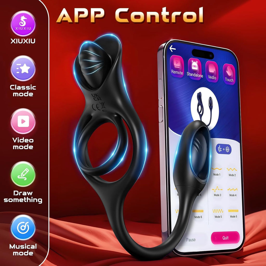 SyncDominusX Prostate Massager Cock Ring 9 Modes Silicone