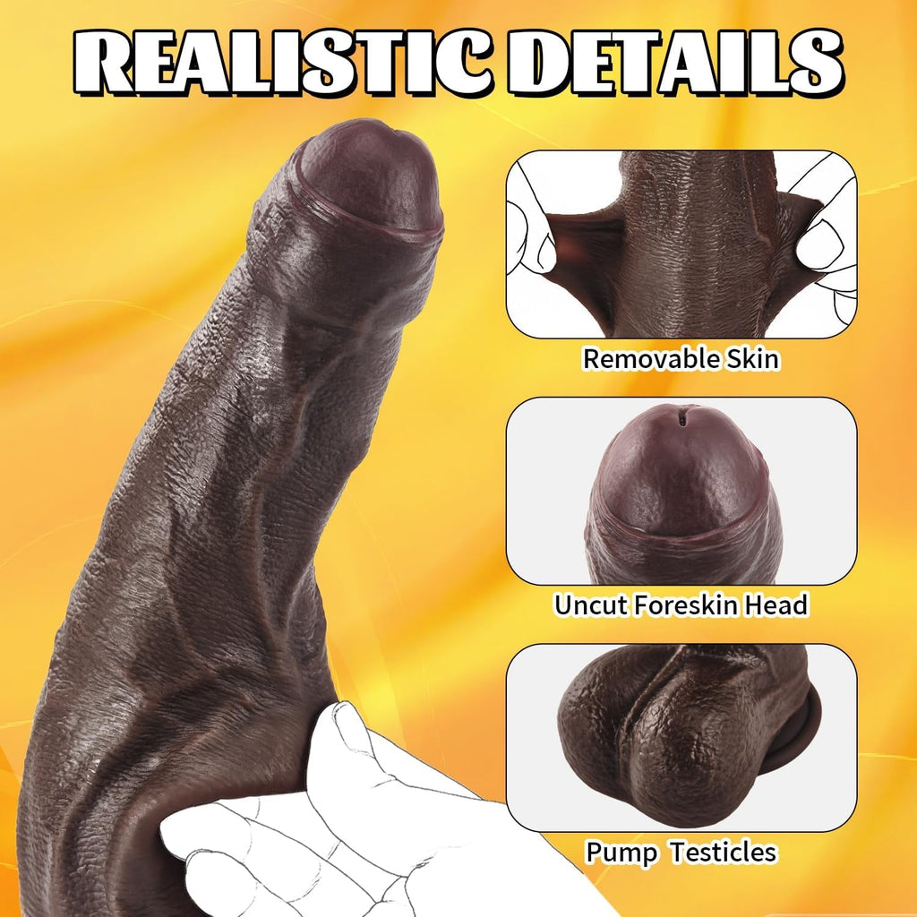 EbonyTitanX 10” Ebony Realistic Dildo Dual Density Suction Cup