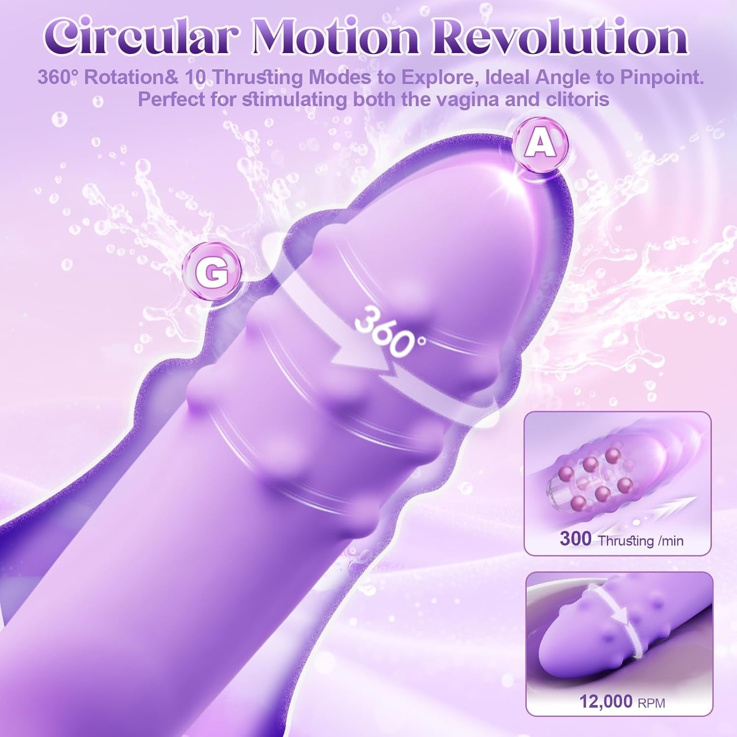 OrbitBead 360° Beads Thrusting Rabbit Vibrator 10 Modes Silicone