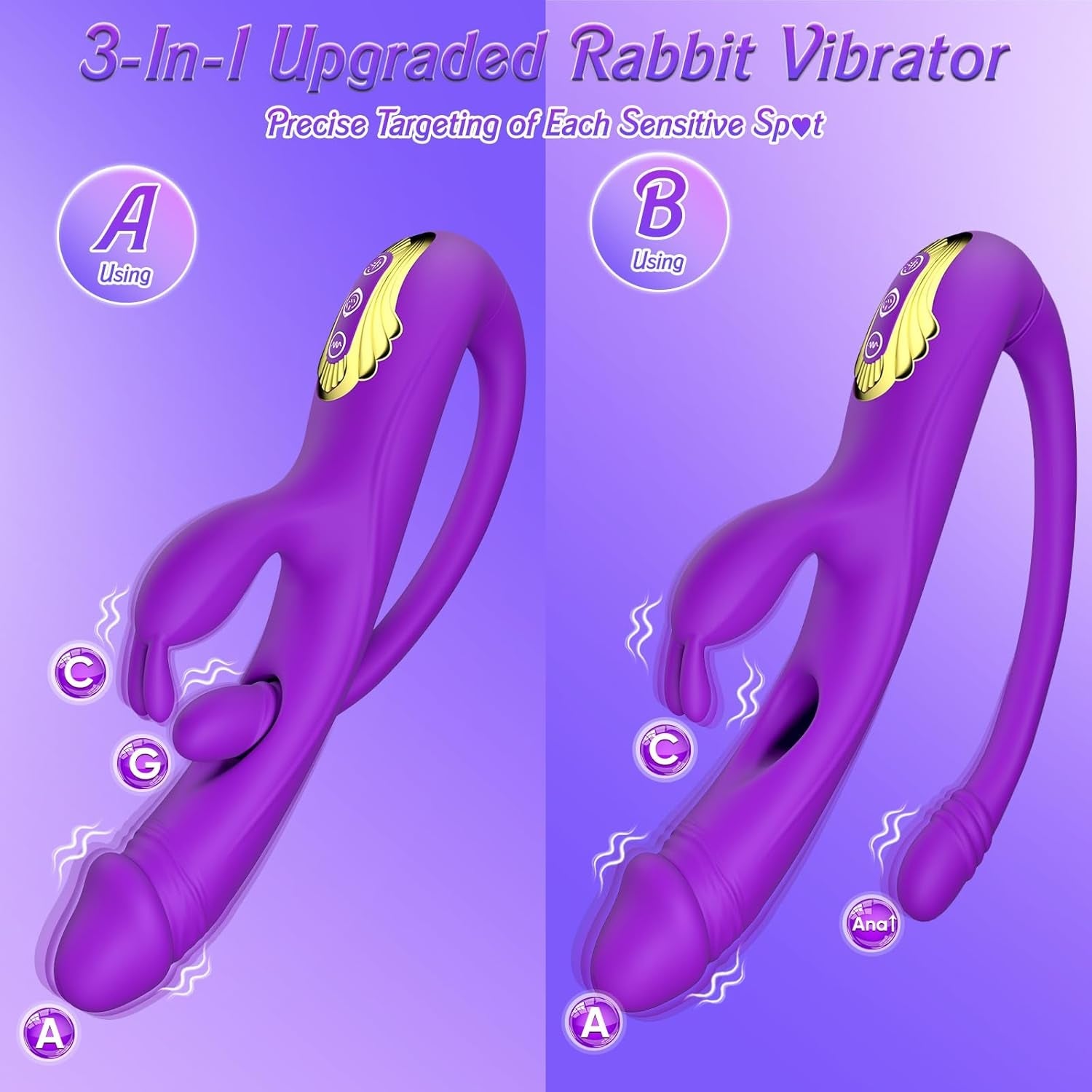 TriNovaX 3-in-1 Rabbit Vibrator 10 Modes