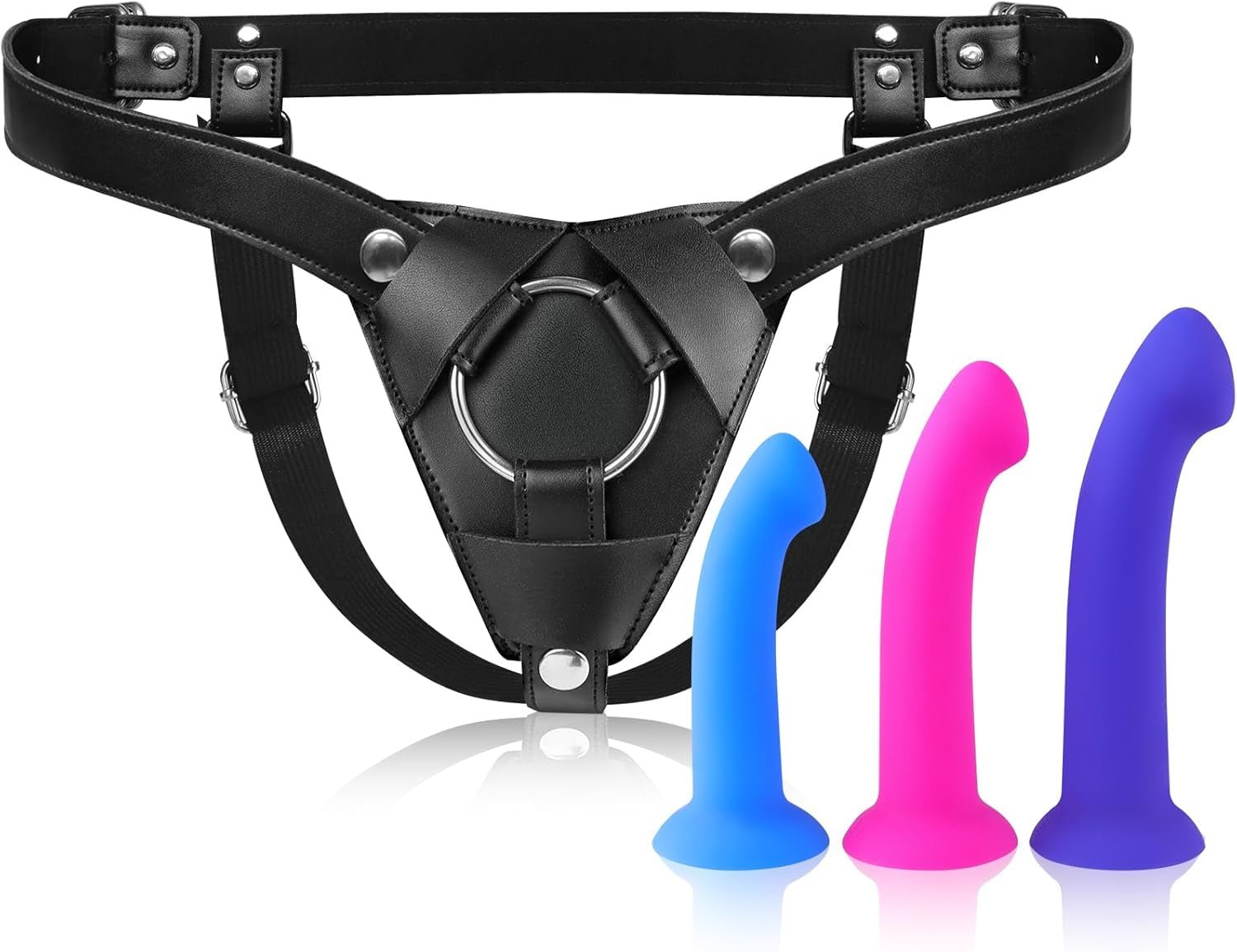 TriFit Adjustable Strap-On Harness with 3 Dildos