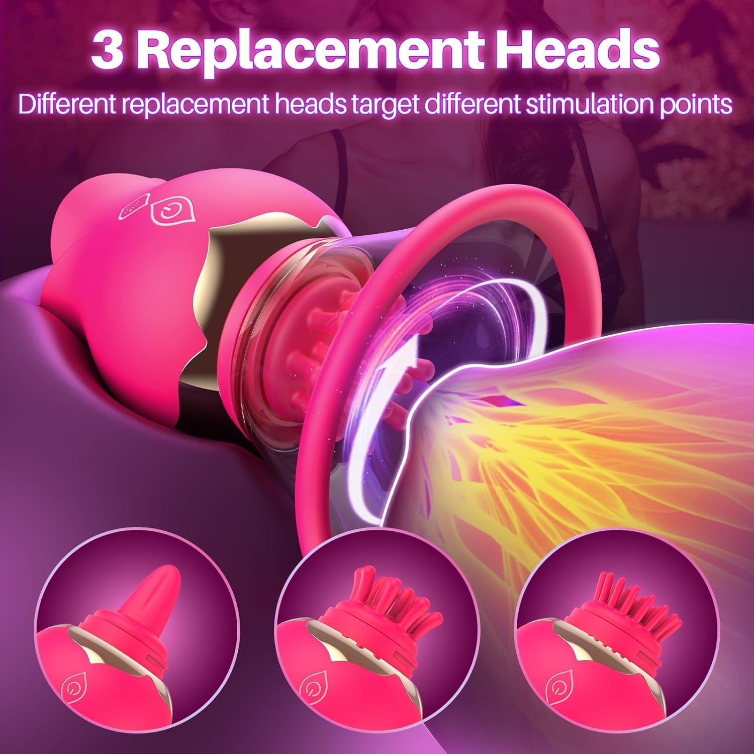 TriBrush Clit Sucker Vibrator 3 Brush Heads 12 Modes
