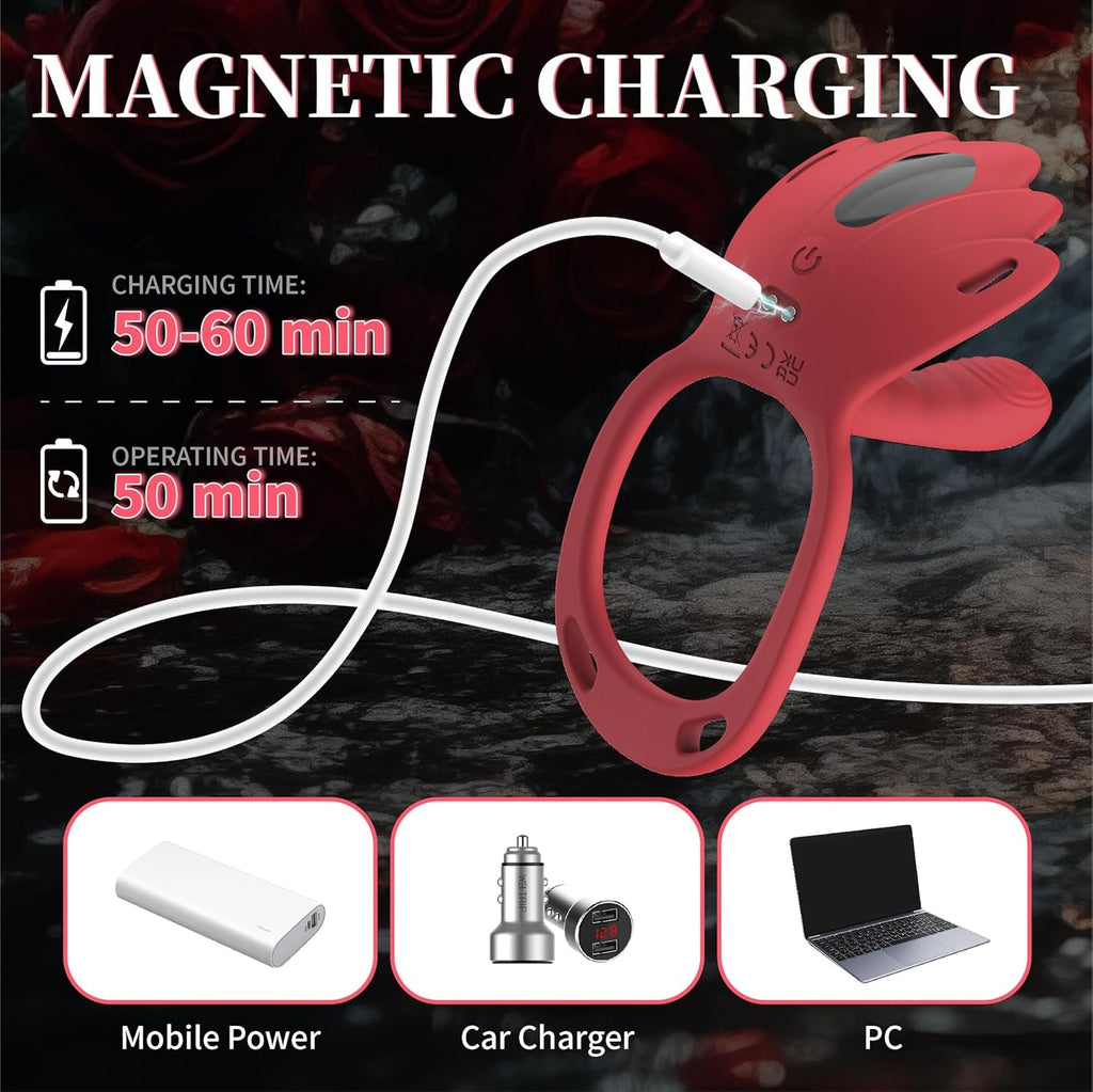 RougeFlex Wearable Cock Ring Clit Stimulator App 9 Modes