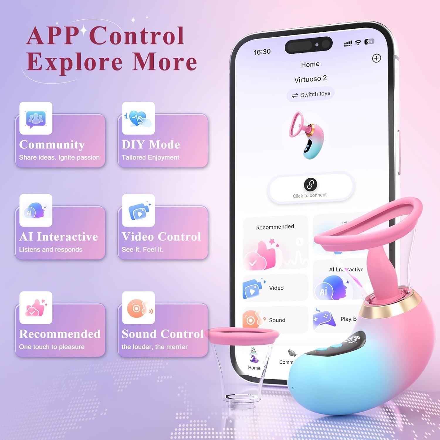LumiVanta AI Rose Wand Clit Sucker LCD App Waterproof