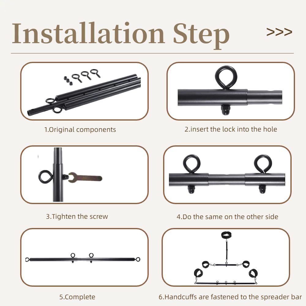 SteelBound Dual Spreader Bar BDSM Kit with Collar & Cuffs