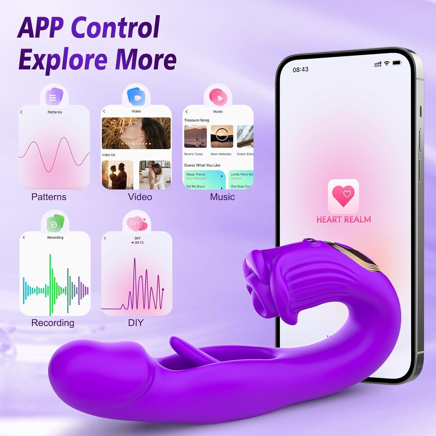 CommandRose App Control Rabbit Vibrator 9 Modes Flapping