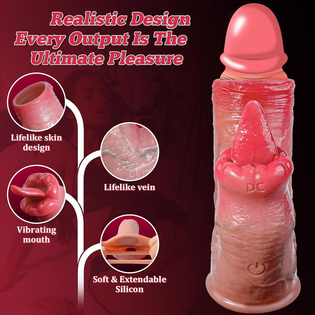 TongueVolt Vibrating Penis Sleeve Ring 10 Modes Remote