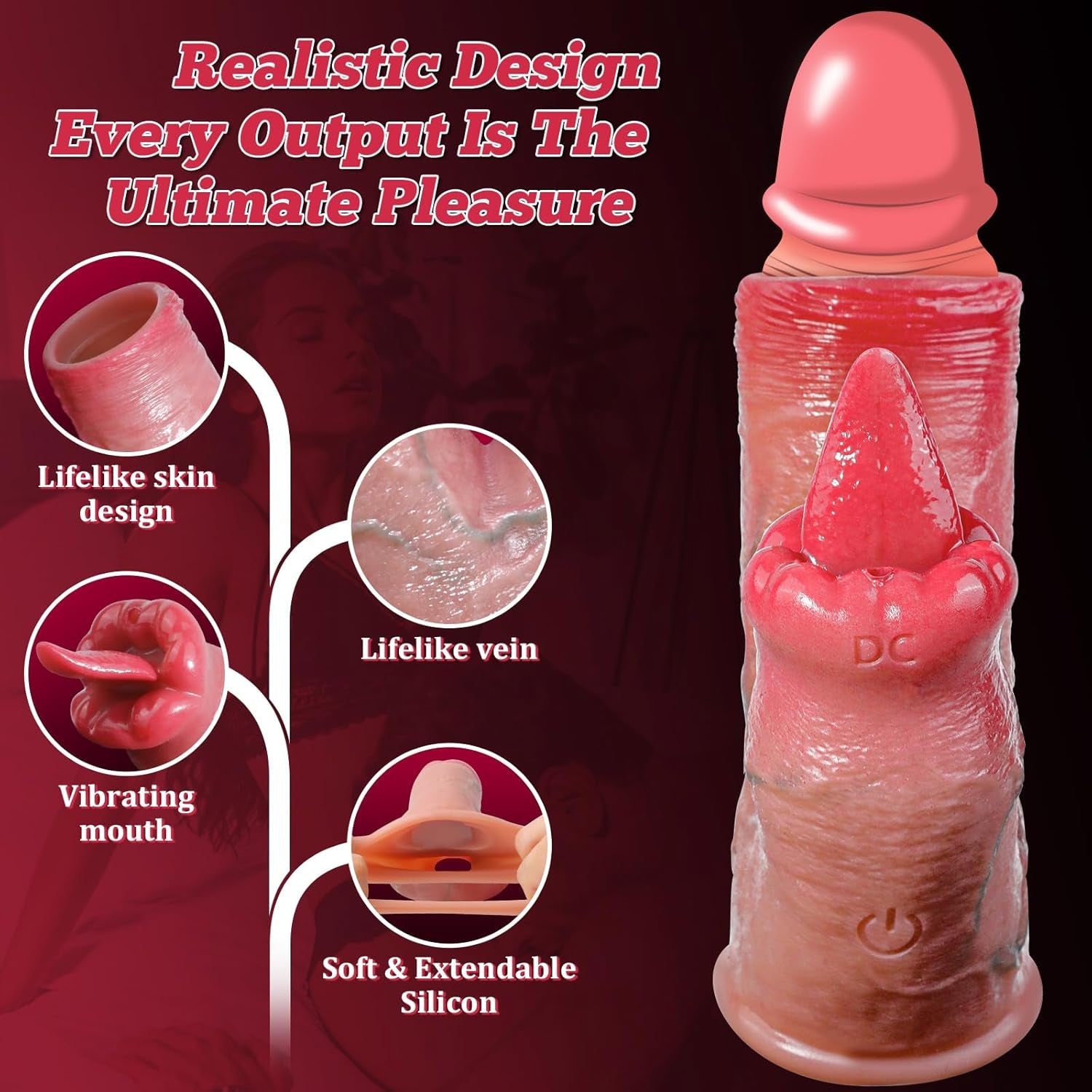 TongueVolt Vibrating Penis Sleeve Ring 10 Modes Remote