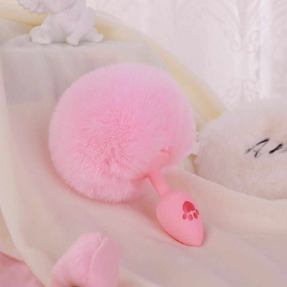 BlushBunny Pink Bunny Tail Silicone Butt Plug