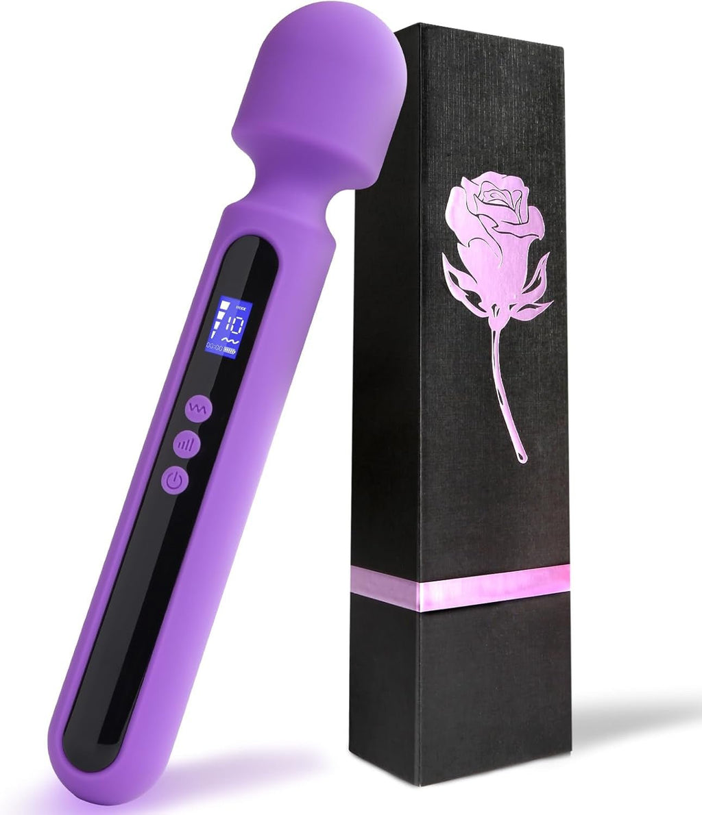 VoltAura 12" Wand Vibrator LCD Display 10 Modes Rechargeable
