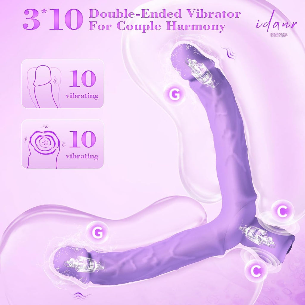 RoseFlex 15.75” Double-Ended Vibrating Dildo 10 Modes