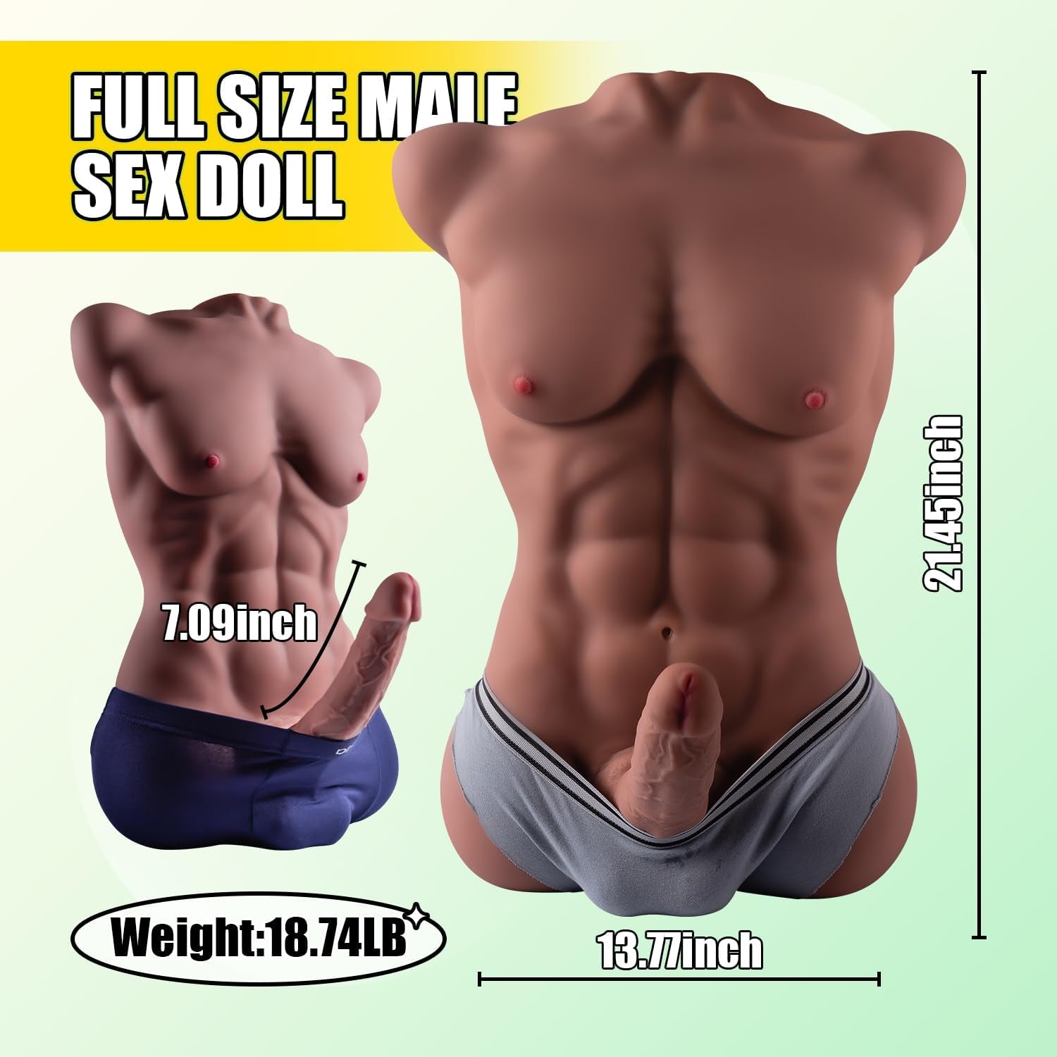 PulseDrive Male Sex Doll Torso with Huge Dildo