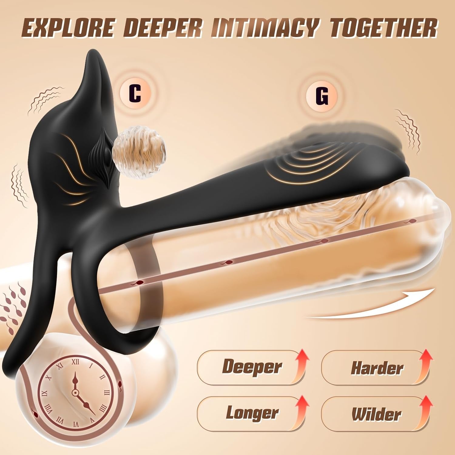 NoirPetal Cock Ring Rose Clit Stimulator G-Spot Sleeve