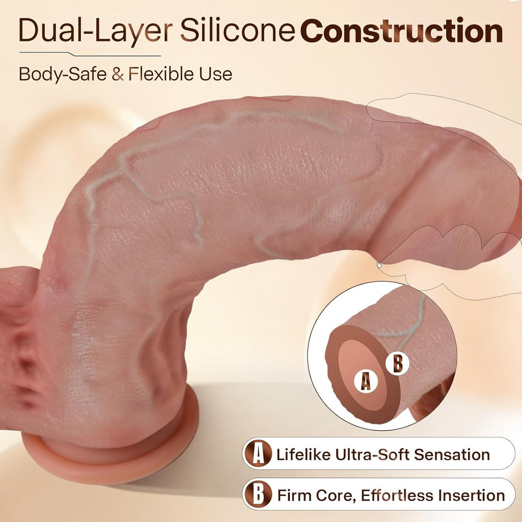 TitanX 11” Realistic Foreskin Dildo Thick Silicone Suction Cup