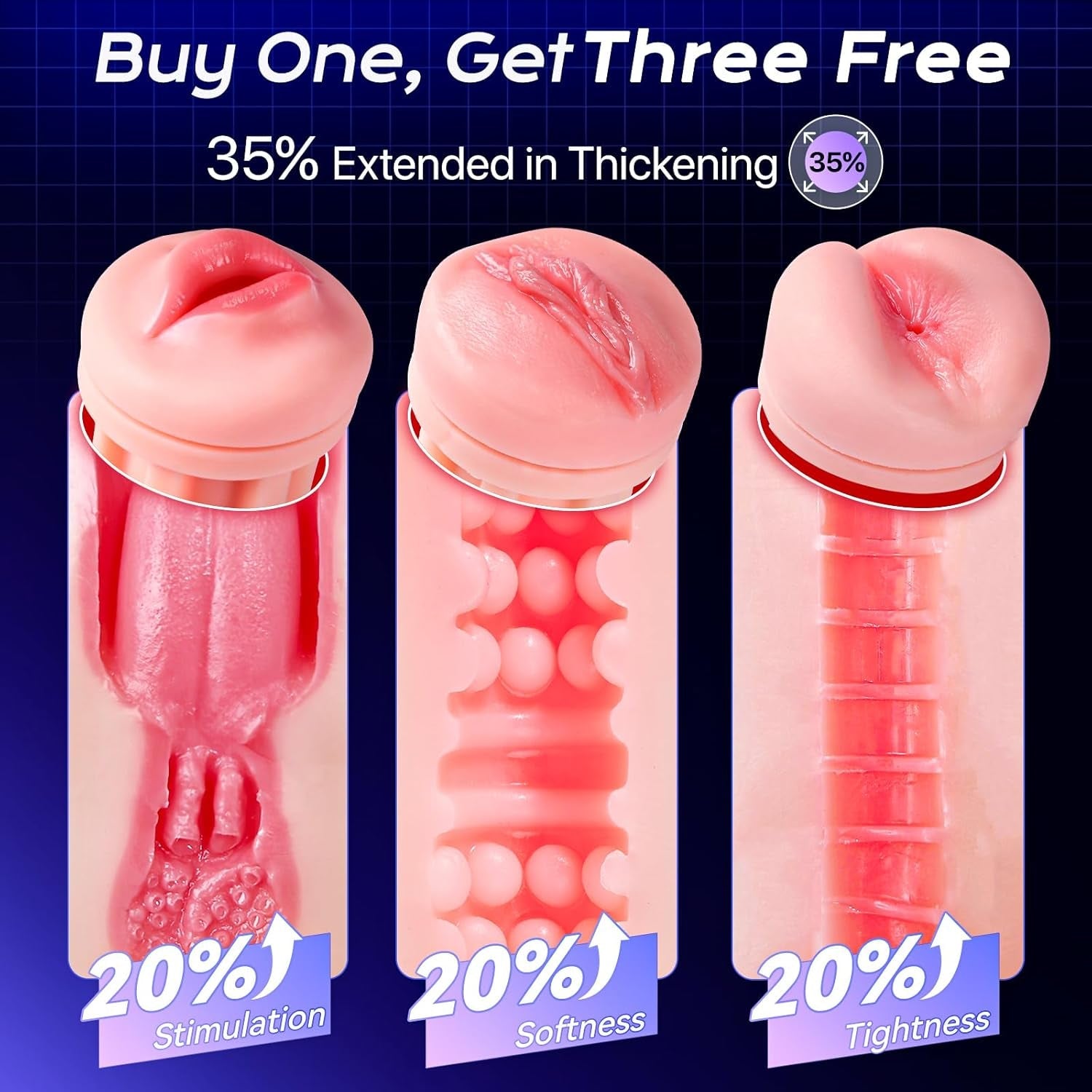 LumiSync AI Sync Pocket Pussy 3 Sleeves App Control Stroker