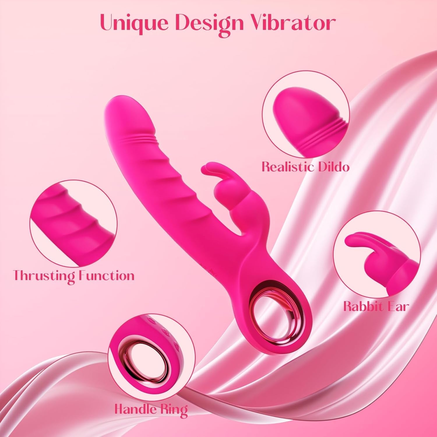 RoseVanta Thrusting Rabbit Vibrator 7 Modes 3 Motor Waterproof