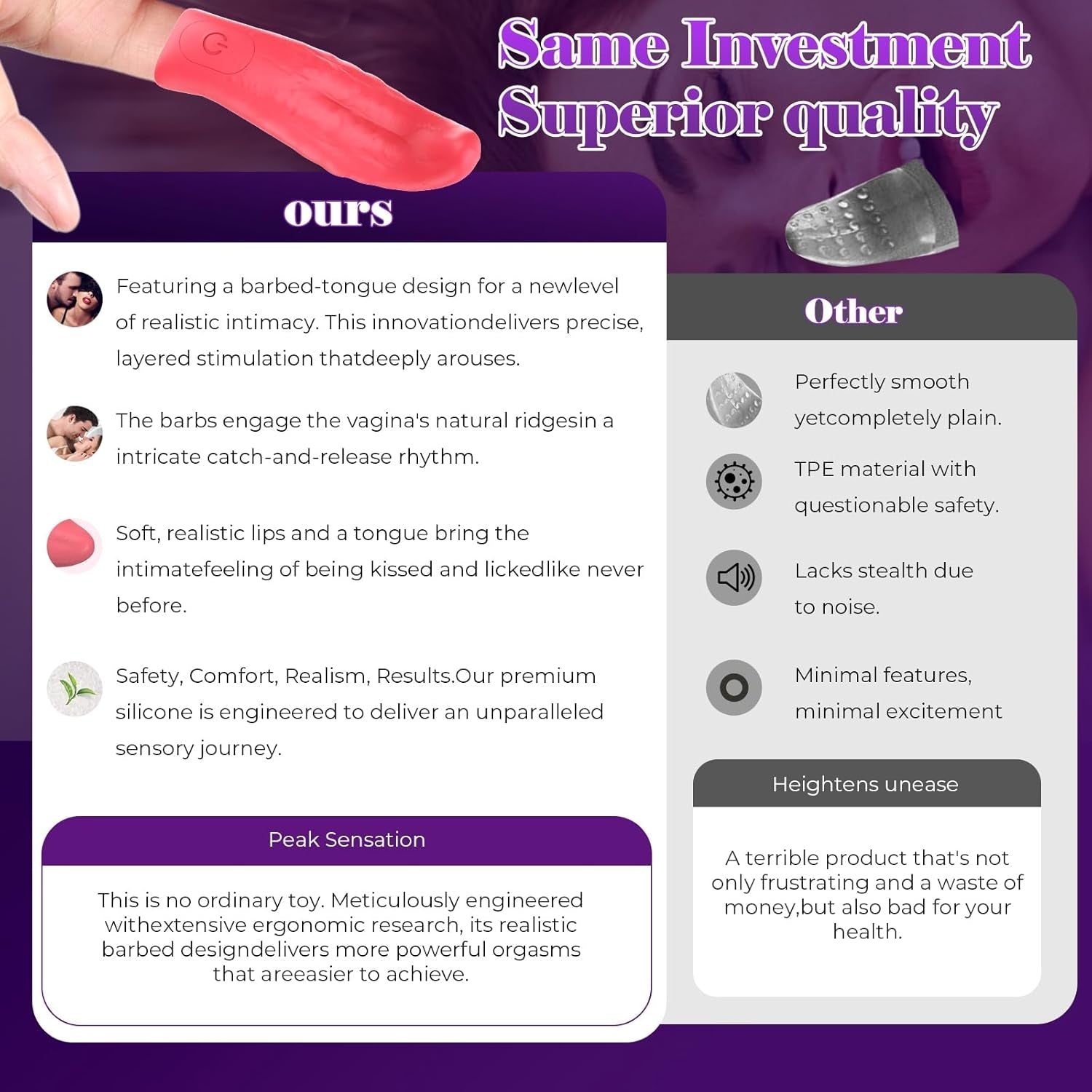 VelixTongue Finger Vibrator Tongue Design 10 Modes USB