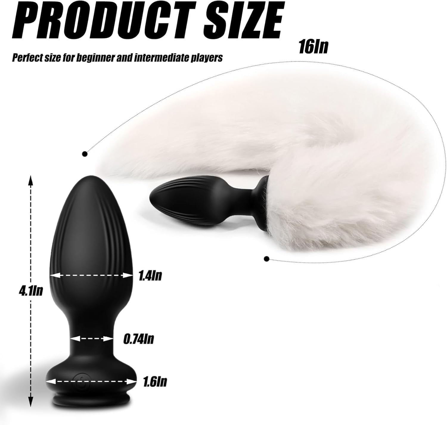 NightPulse Black Fox Tail Remote Vibrating Anal Plug
